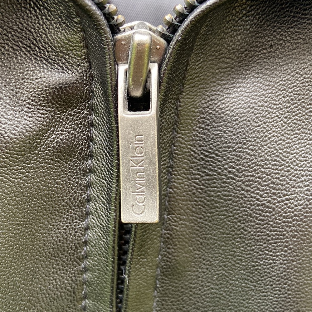 Calvin Klein Black Leather Jacket Fleece & Quilted Lining Men's Size M - Picture 10 of 15